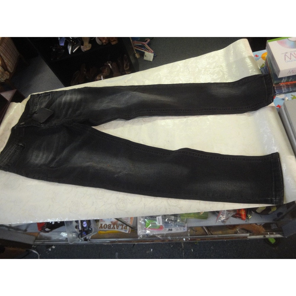 Skinny Fit collection black distressed denim jeans womens 32 NWT
